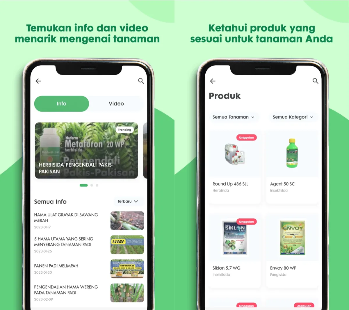 An info & video library and an in-app catalogue of Nufarm products